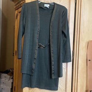 Vintage dress savvy green and gold sweater dress size medium